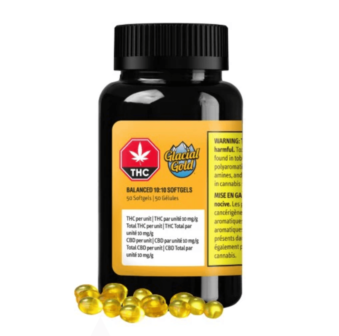 Glacial Gold THC 10 Softgels | 50-pack (500mg THC)