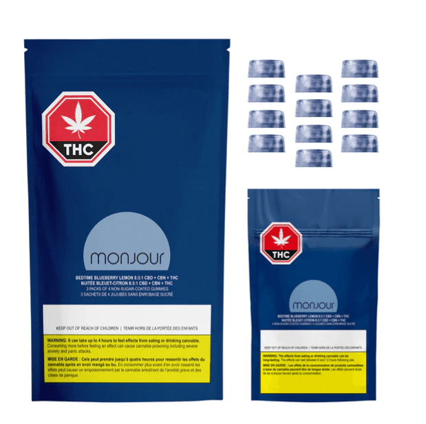 Monjour Monjour : Blueberry Lemon 8:3:1 CBD:CBN:THC Chews Multi Pack (3x4g)