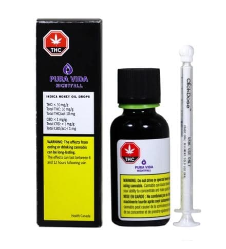 Pura Vida Nightfall Pink Kush Indica Honey Oil Drops | 30ml