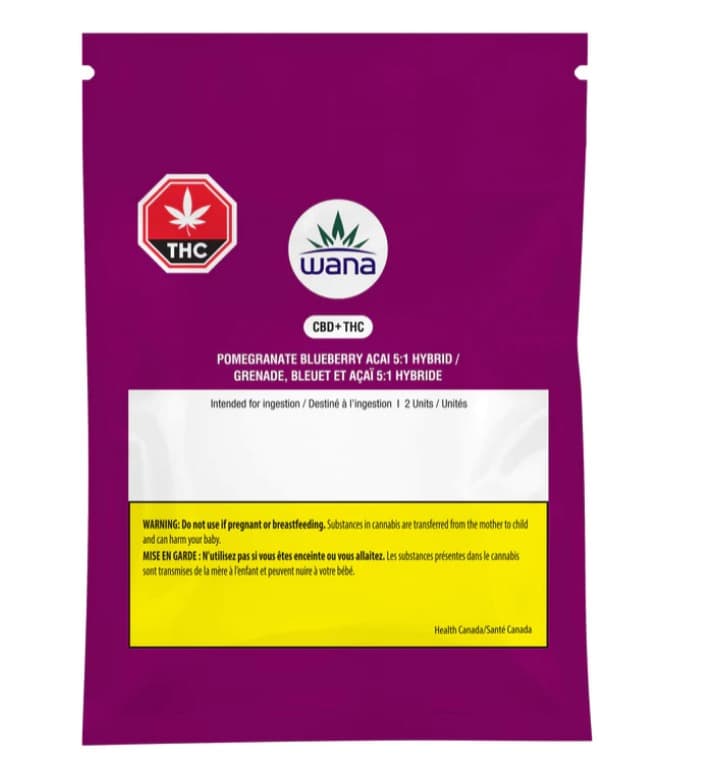 Wana Wana : Pomegranate Blueberry Acai 5:1 Hybrid Gummies (2x4.5g)
