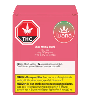 Wana Sour Melon Berry THC/CBD Chews | 10-Pack