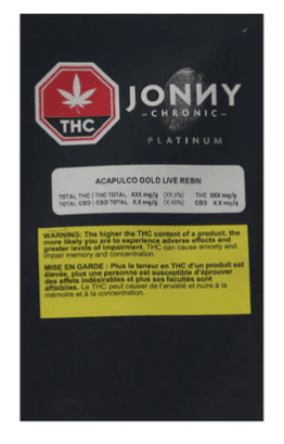 Jonny Chronic Acapulco Gold Live Resin Vape Cartridge | 1g