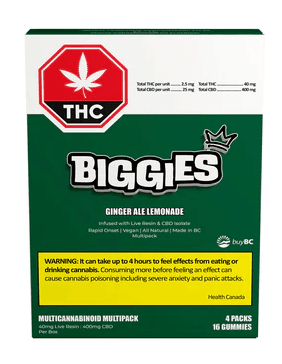 BIGGIES Ginger Ale Lemonade 10:1 CBD:THC Multi-Pack | 16 Gummies