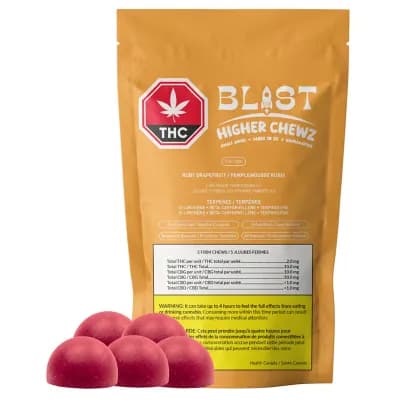 BLAST Ruby Grapefruit Live Rosin Gummies CBG:THC - 5-Pack