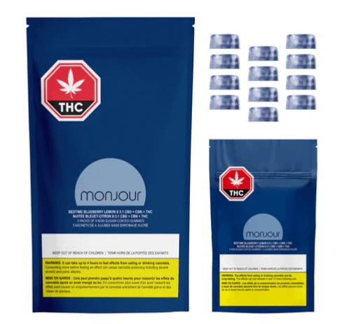 Monjour 8:3:1 CBD:CBN:THC Bedtime Blueberry Lemon Gummy Multi-Pack | 3-Pack of 4 Gummies