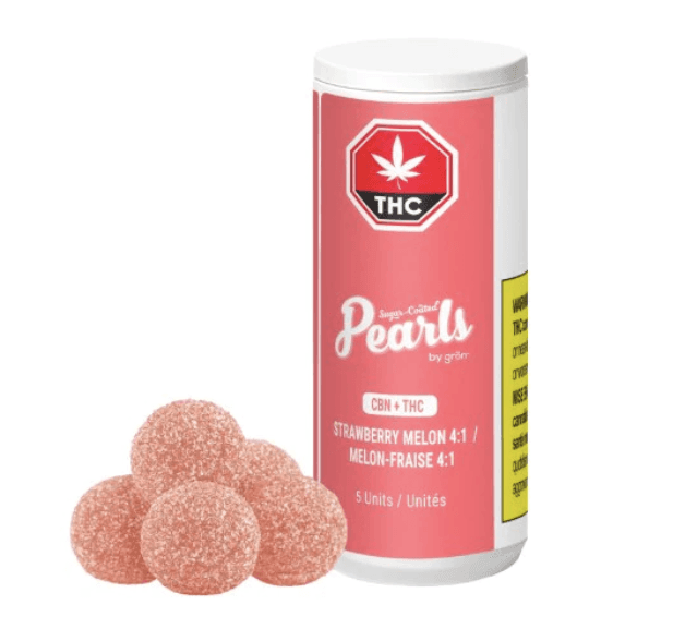 Pearls by Gron 4:1 CBN:THC Strawberry Melon Gummies - Hybrid - 5 Pack