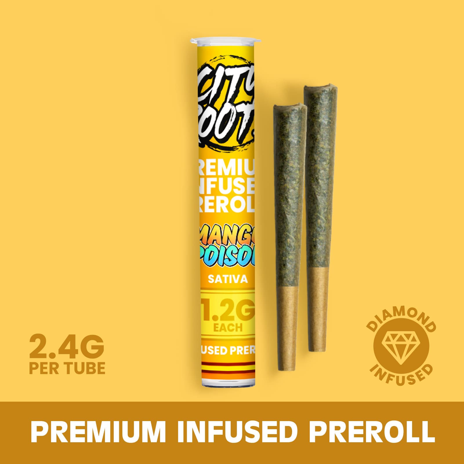 City Roots Mango Poison (Sativa) 2pk Infused Prerolls 2.4g