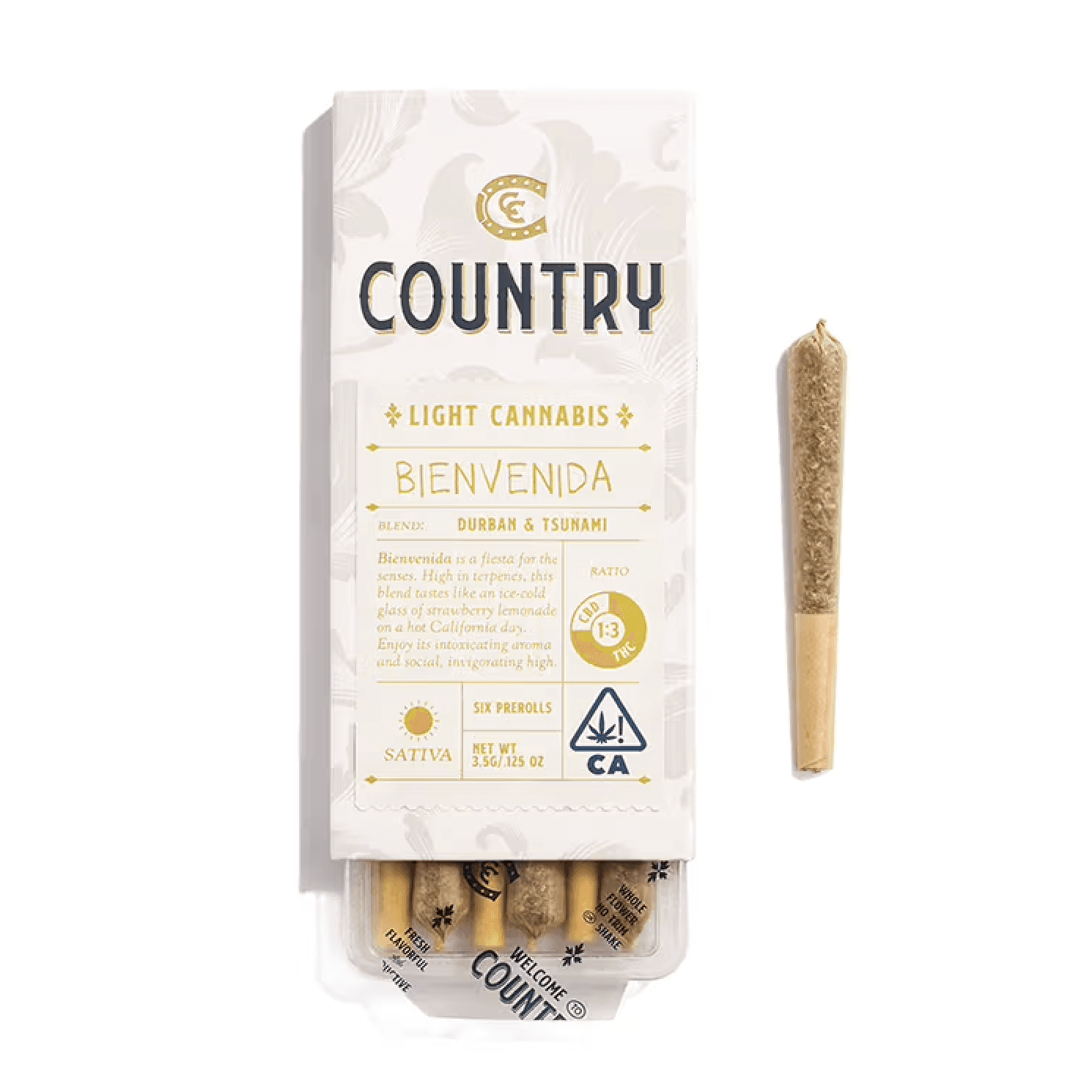 Country Sun Grown 1:3 THC:CBD PREROLLS 6pk - Bienvenida (S)
