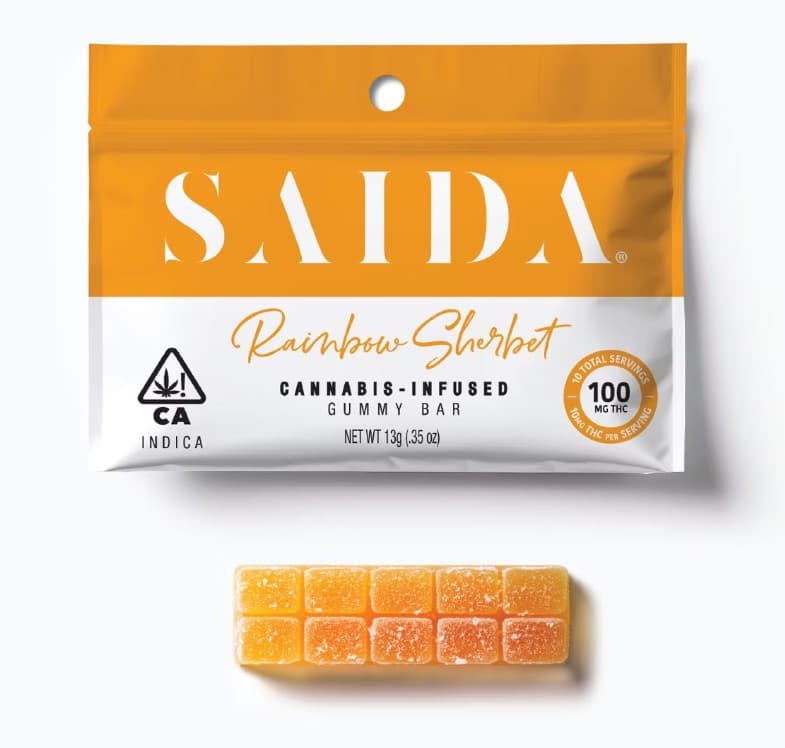 Saida GUMMY BAR 10PK [100MG] RAINBOW SHERBET - 100 MG - 10 PACK