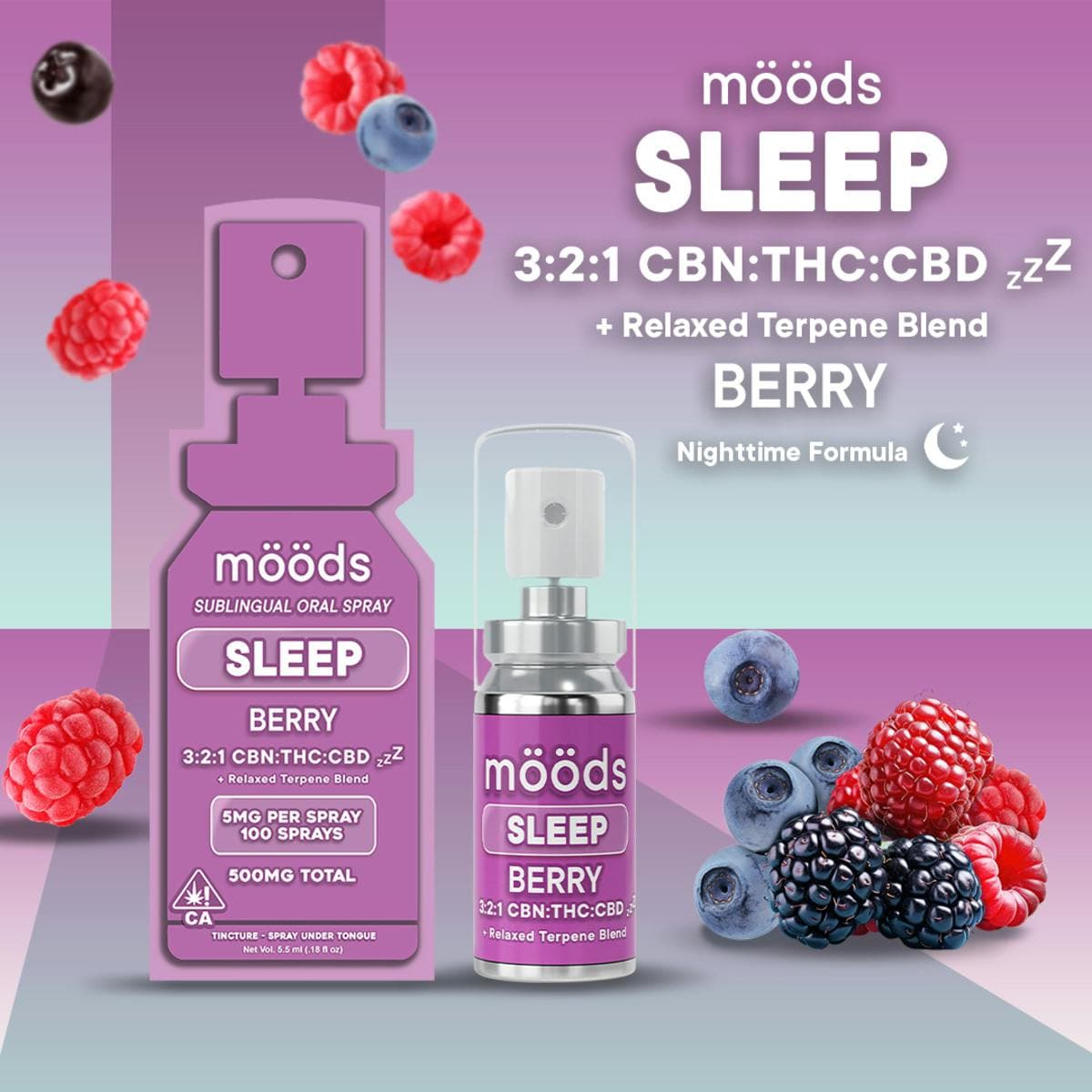 MOODS Oral Spray 500mg | Berry 3:2:1
