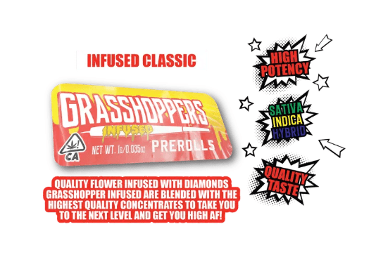Grasshopper Farms GRASSHOPPERS- HYBRID INFUSED PREROLL [H]