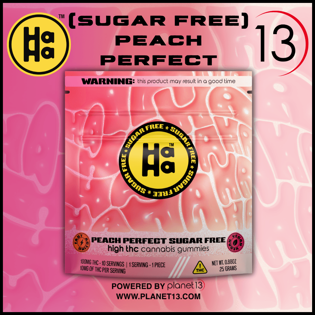 HaHa Edibles HaHa Sugar Free Peach Perfect 100mg Gummies