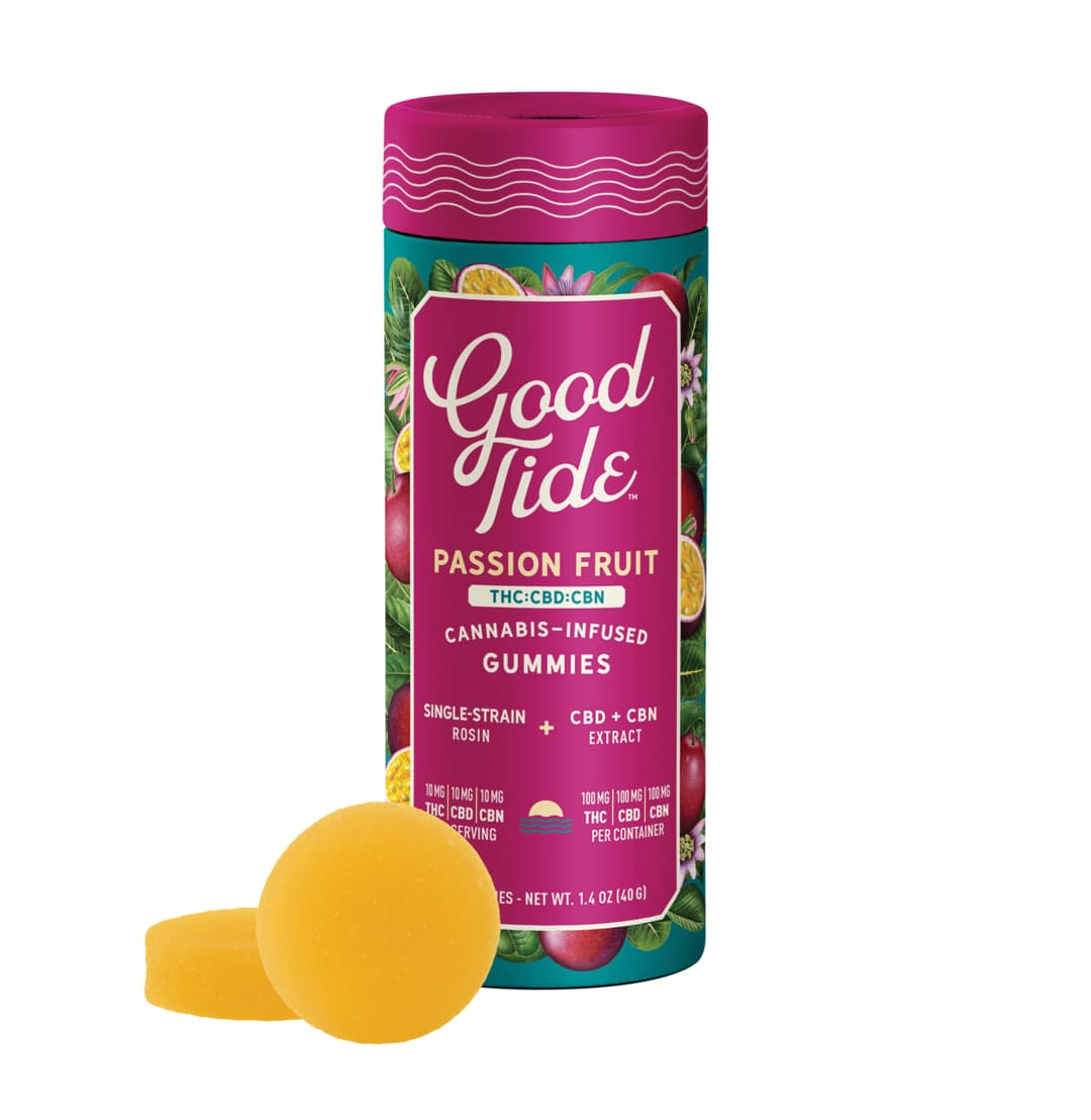 Good Tide Good Tide Passion Fruit 1:1:1 THC:CBD:CBN Solventless Rosin Gummies 10mg 10pk