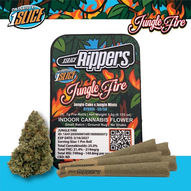 #1 Slice Jungle Fire Rippers | 5 Pack Pre rolls | Hybrid | 1 Slice