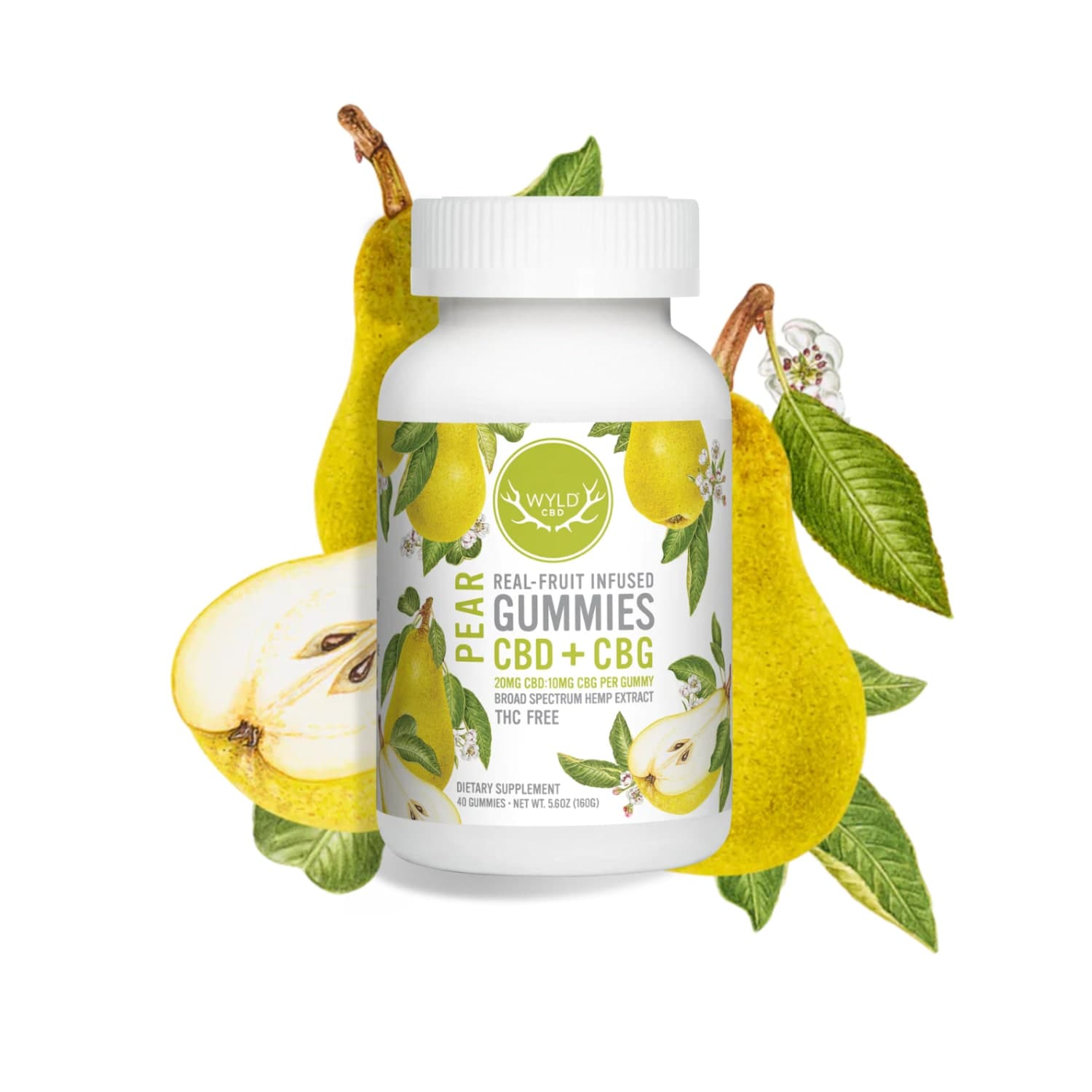 Wyld Pear 2:1 CBD/CBG Gummies 20pc | 400mg:200mg