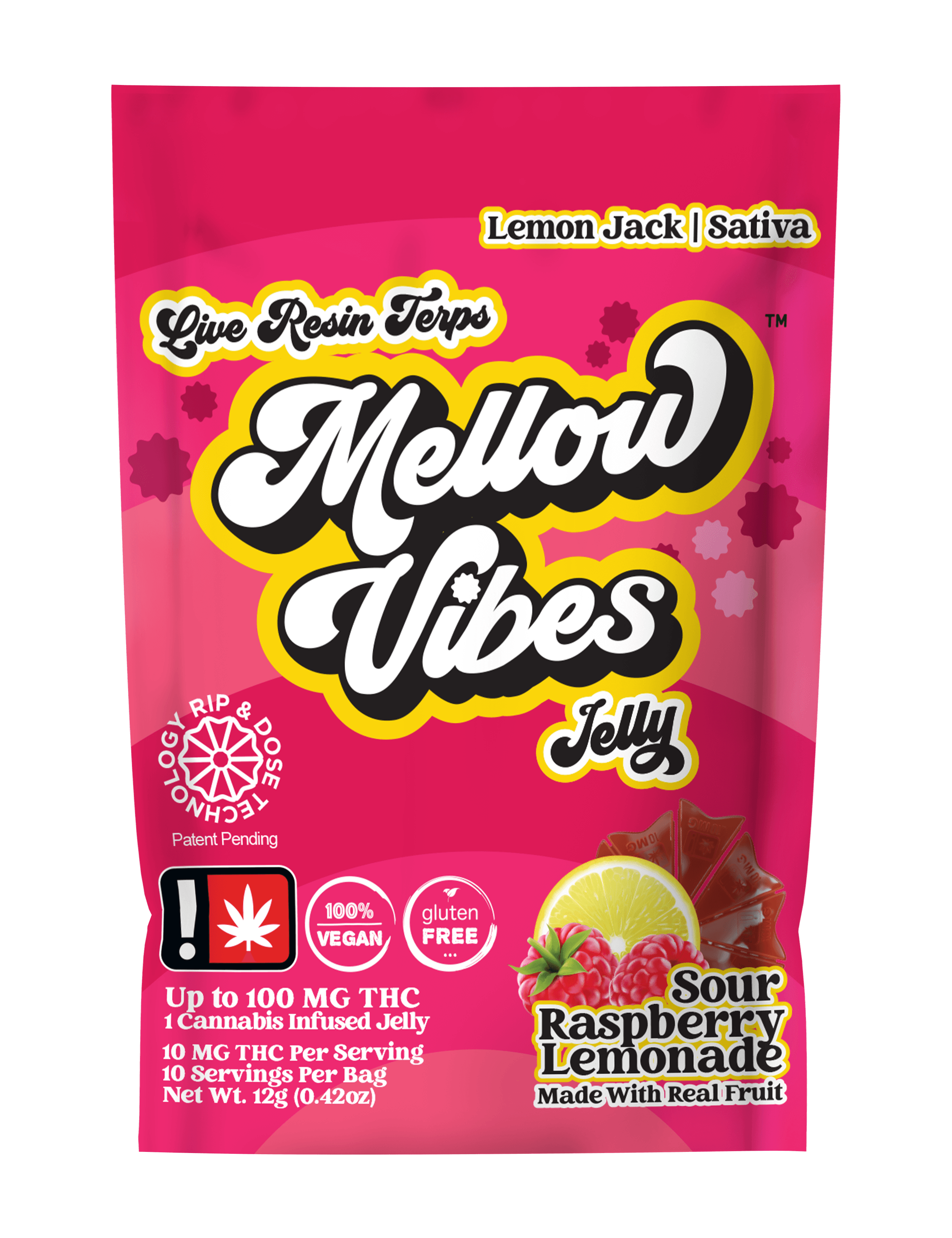 Mellow Vibes Sour Raspberry Lemonade Jelly Single | 100mg