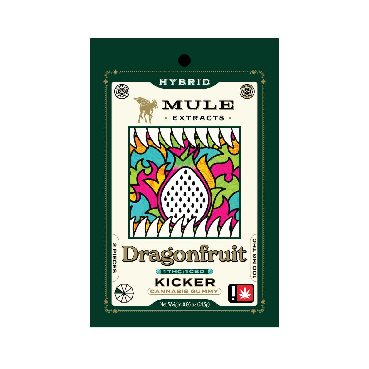 Mule Extracts Dragon Fruit 1:1 - 100mg THC/CBD Gummy by Mule