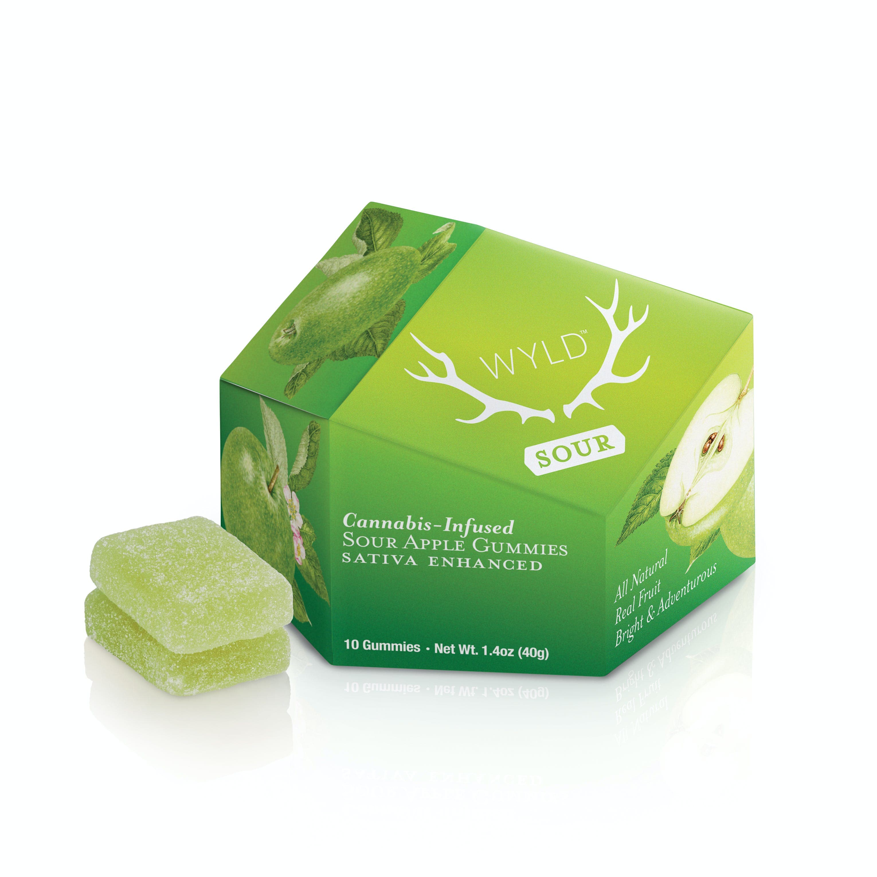 Wyld Sour Apple (Sativa) 10-Piece Gummies 100mg - Wyld