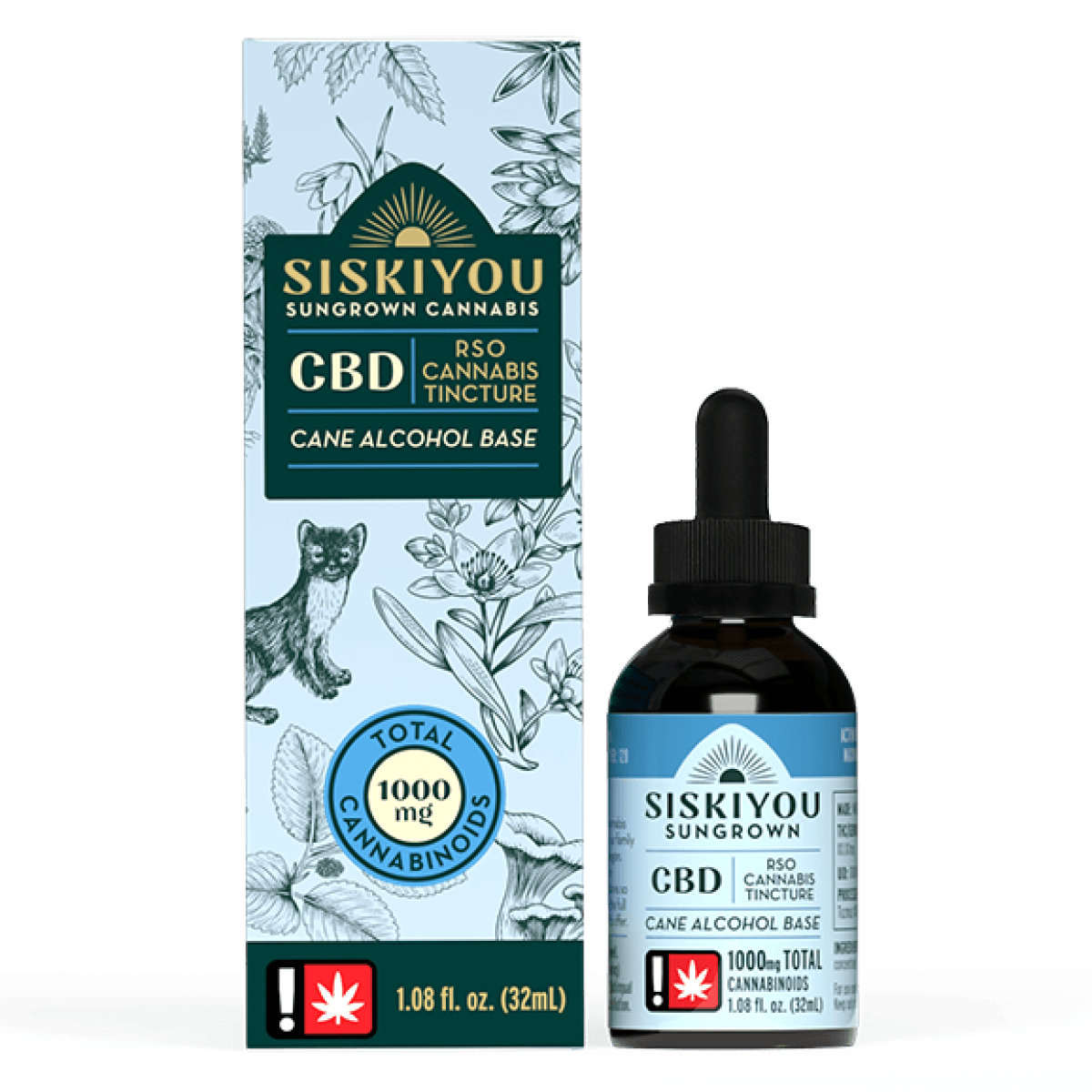 Siskiyou Sungrown Cane Alcohol | 1000mg | CBD | Tincture | 32ml