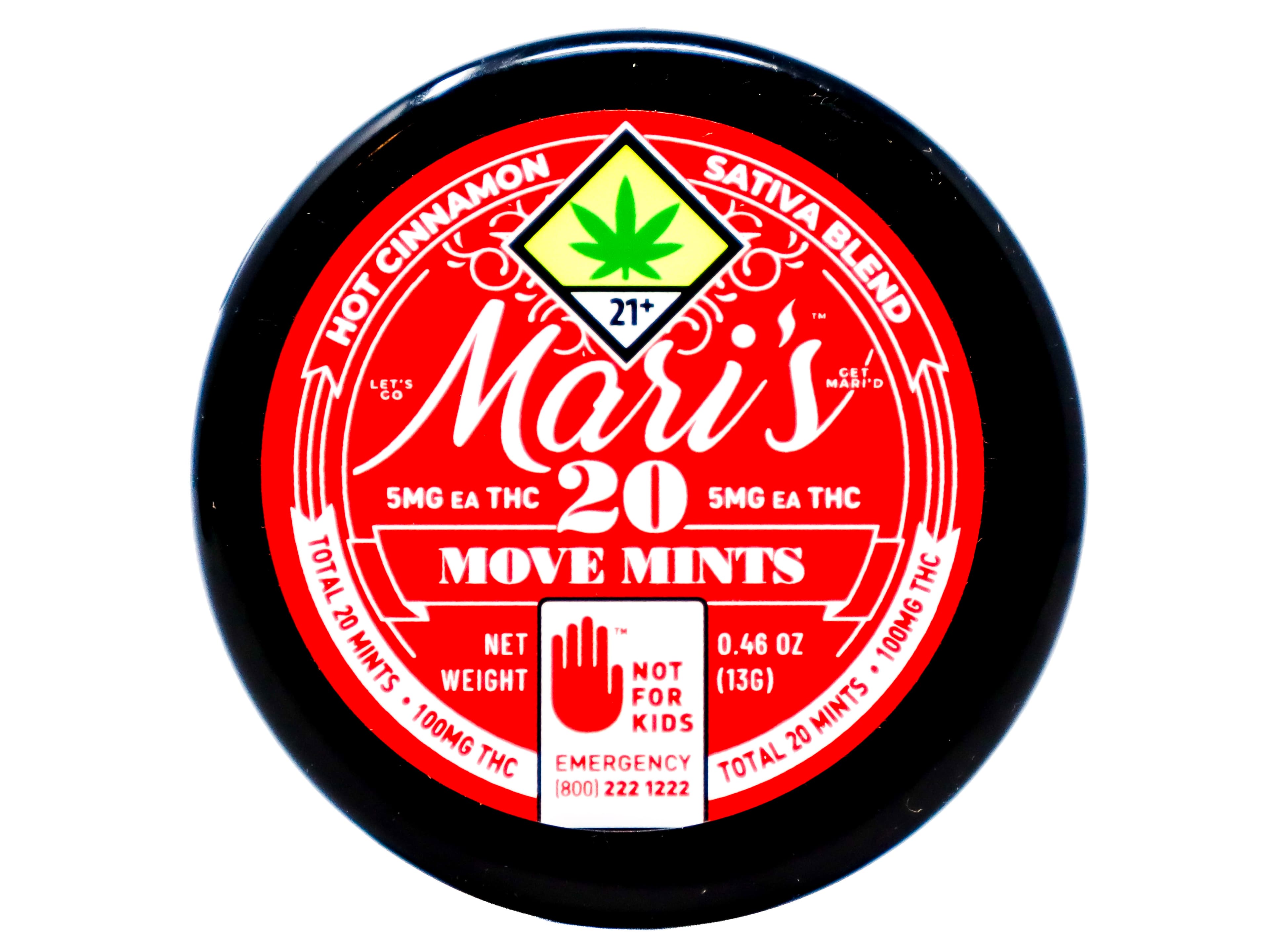 Mari's Mints NWCS Mari's Mints Hot Cinnamon Sativa Move Mints 100mg 20pk