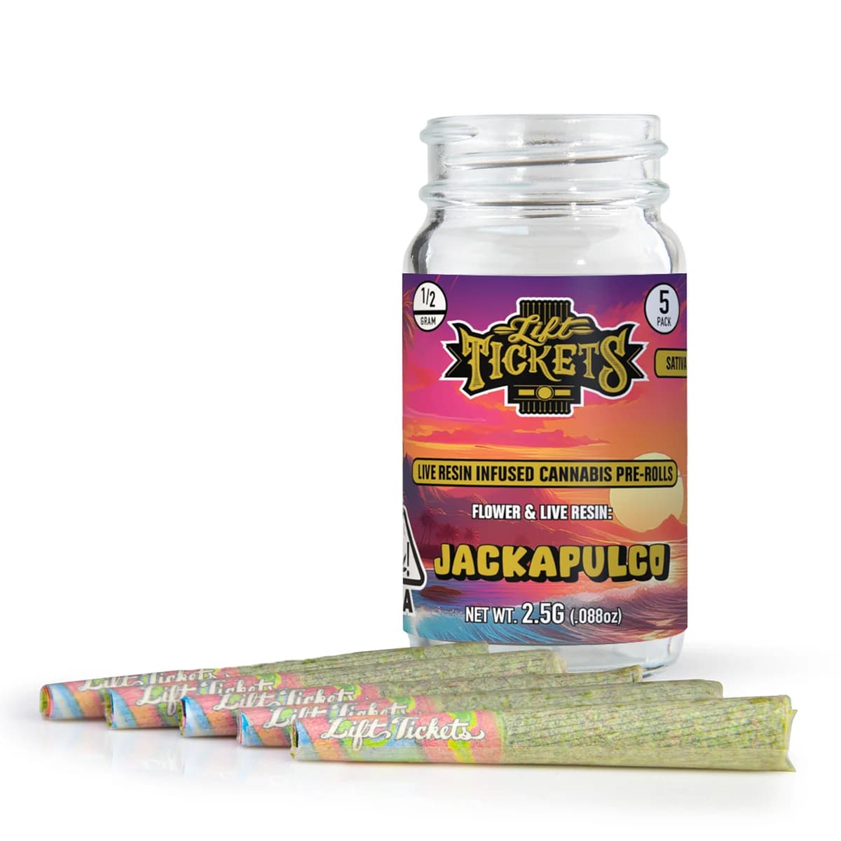 LIFT TICKETS Lift Tickets No Till Kings: Jackapulco Live Resin Infused Pre-Roll Pack (0.5g x 5ct) 2.5g