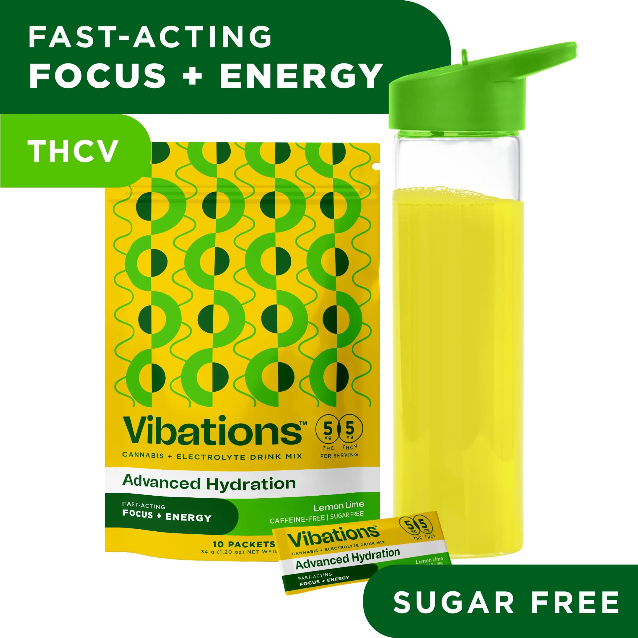Vibations Drink Mix - Lemon Lime 5mg/50mg Total Beverages