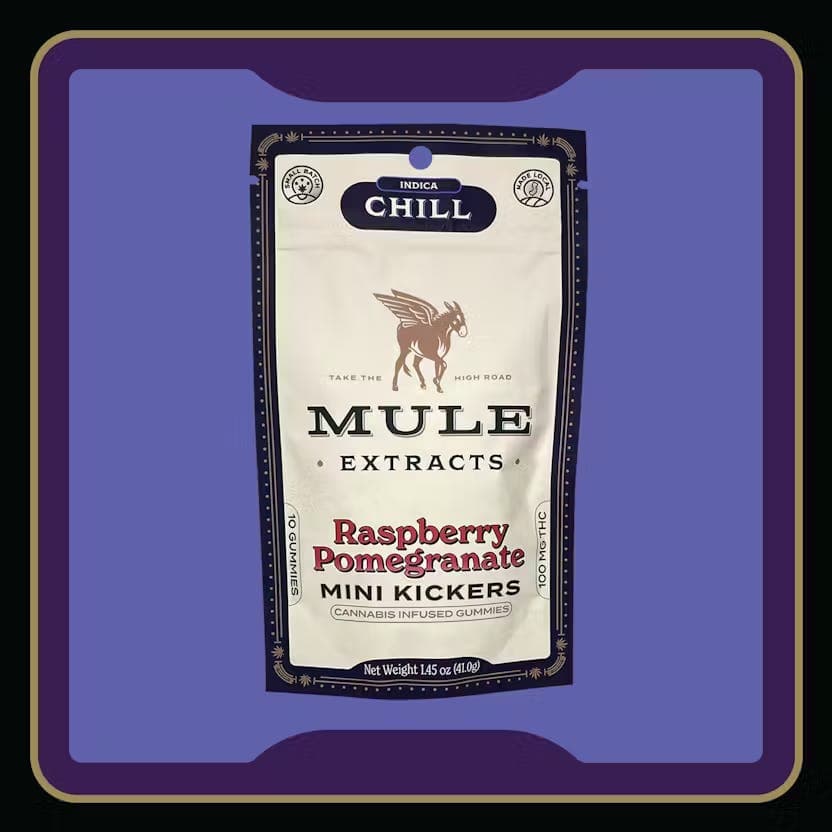 Mule Extracts Raspberry Pomegranate (I) Mini Kickers Gummies | 10 Pieces (100mg)