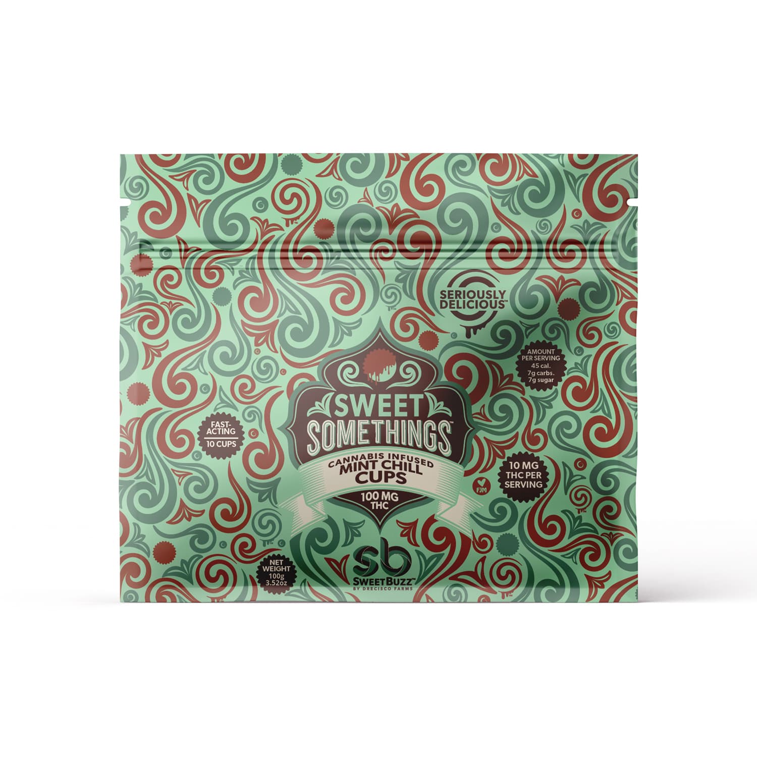 SweetBuzz Sweet Somethings - Mint Chill Cups - 100mg (10pk)