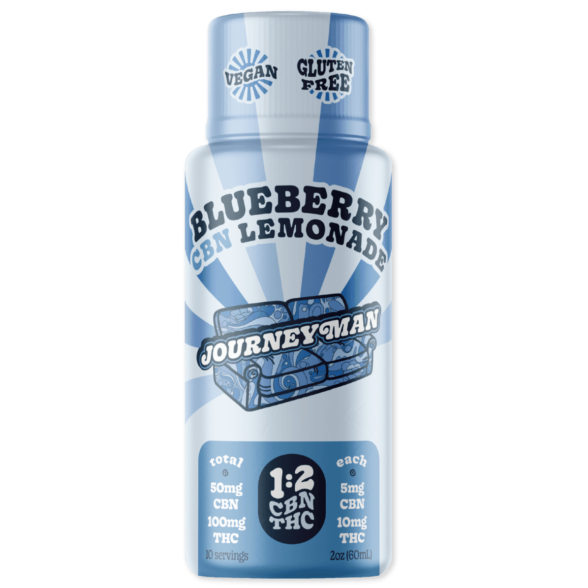 Journeyman Blueberry CBN Lemonade | 100mg THC: 50mg CBN | 2oz Shot | Journeyman Beverages