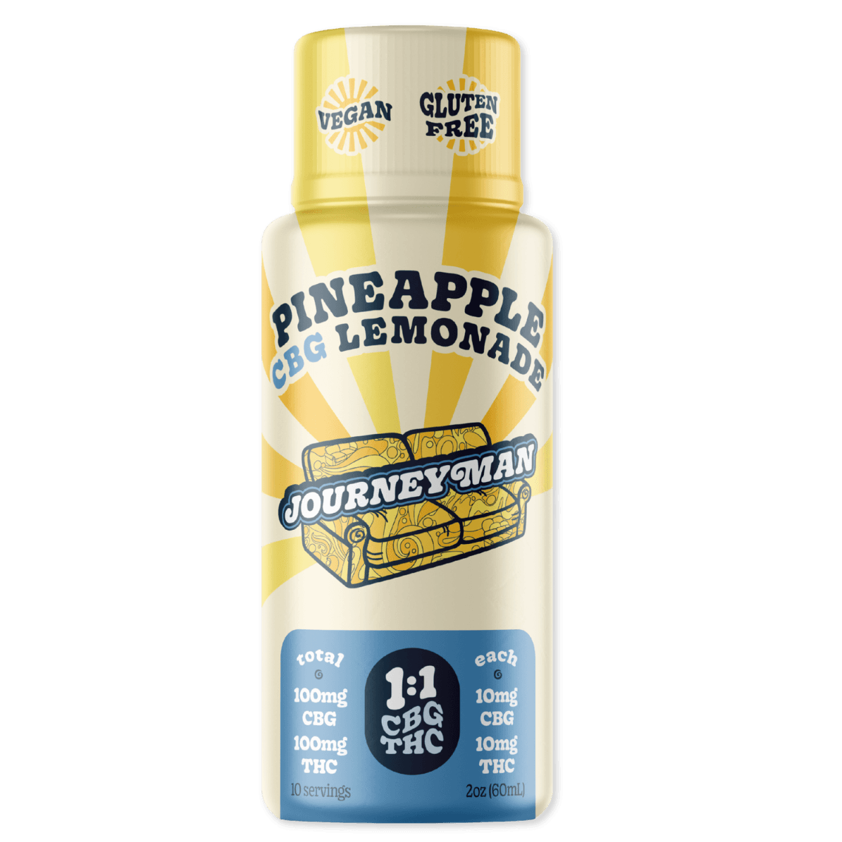 Journeyman SHOT | PINEAPPLE LEMONADE | 1:1 THC:CBG | 100MG | 2OZ