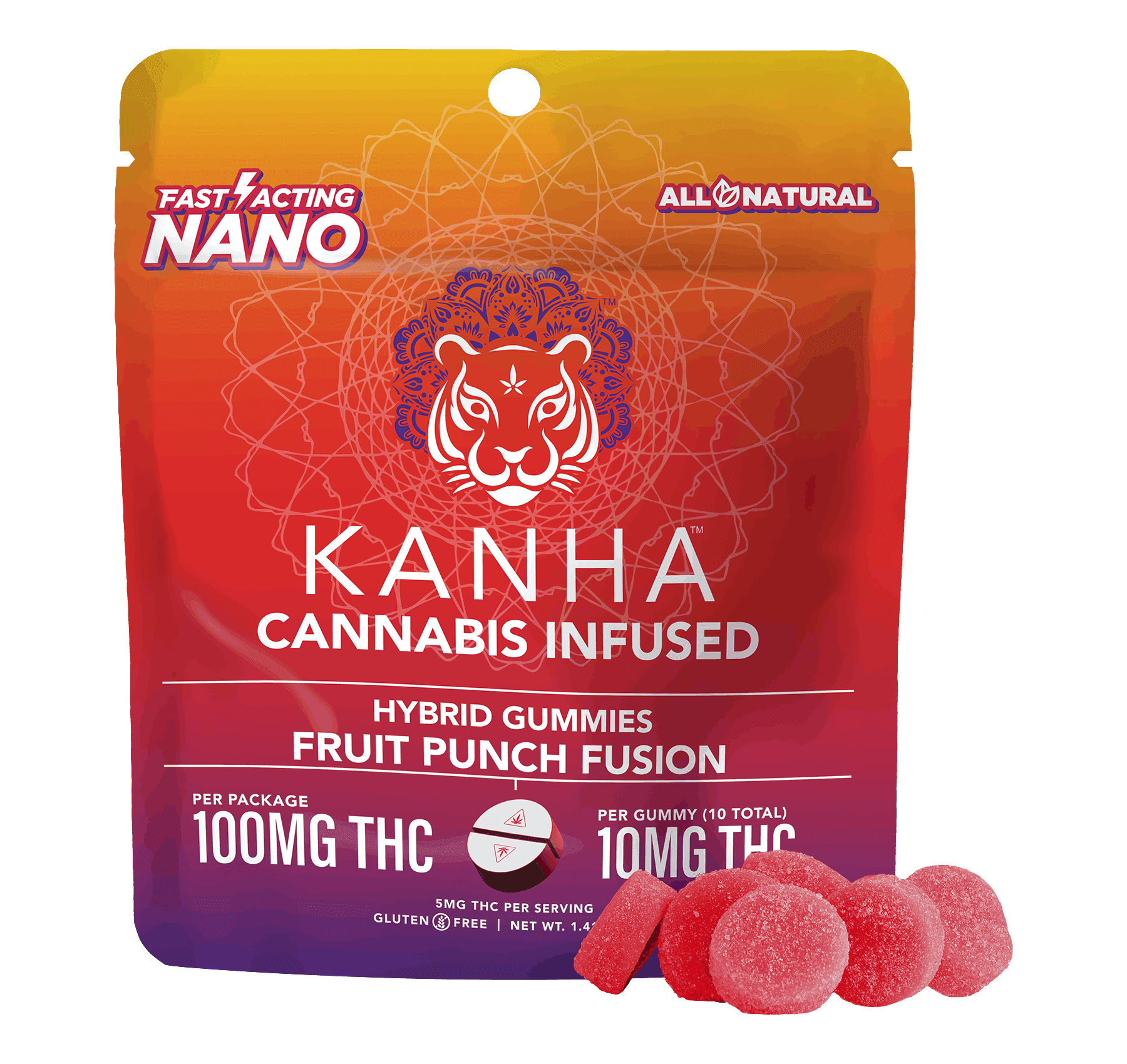 KANHA KANHA Gummies 100mg Nano: Hybrid Fruit Punch Fusion 10pc