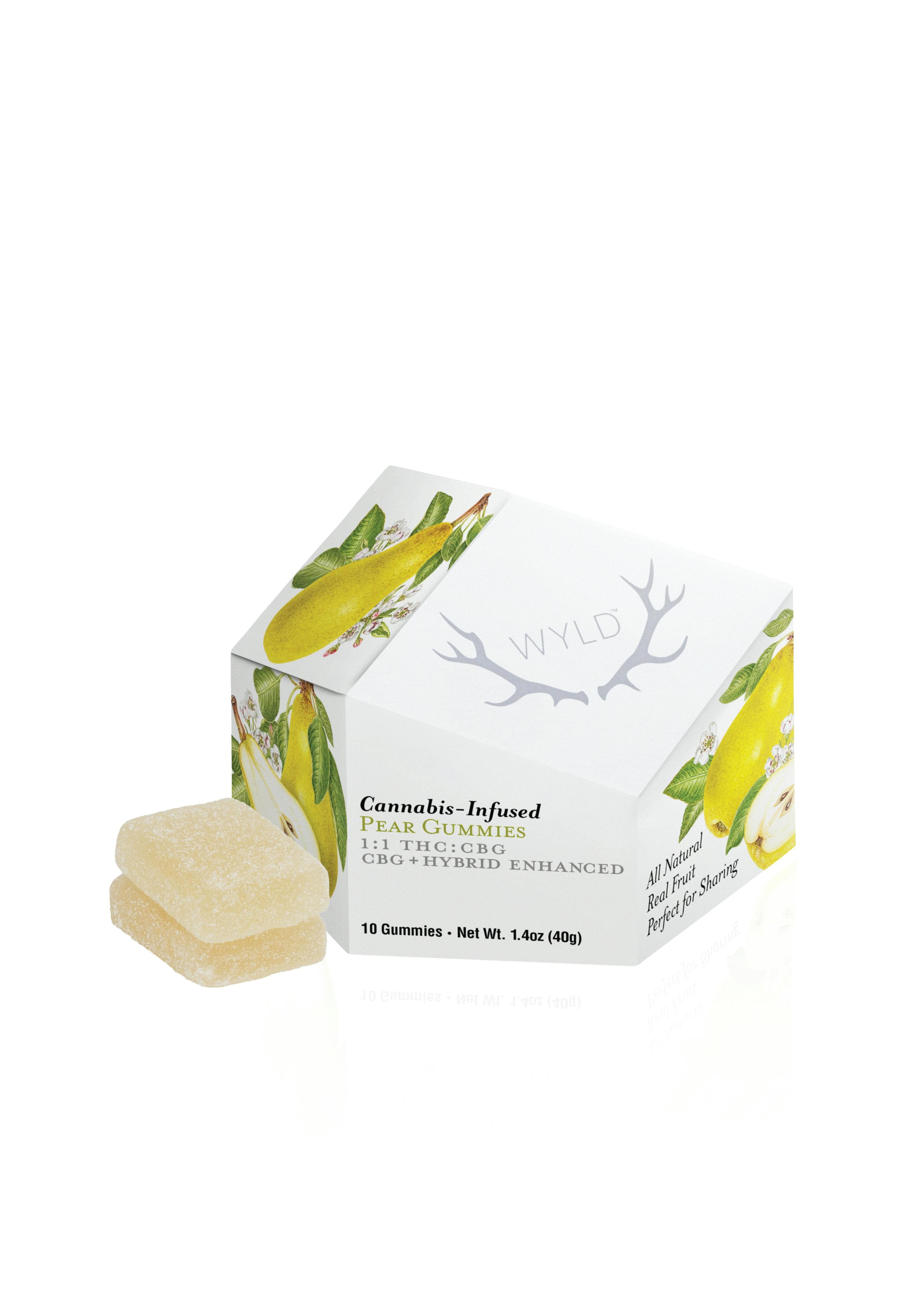 Wyld Wyld Pear 1:1 THC:CBG 10pk 10mg Gummies