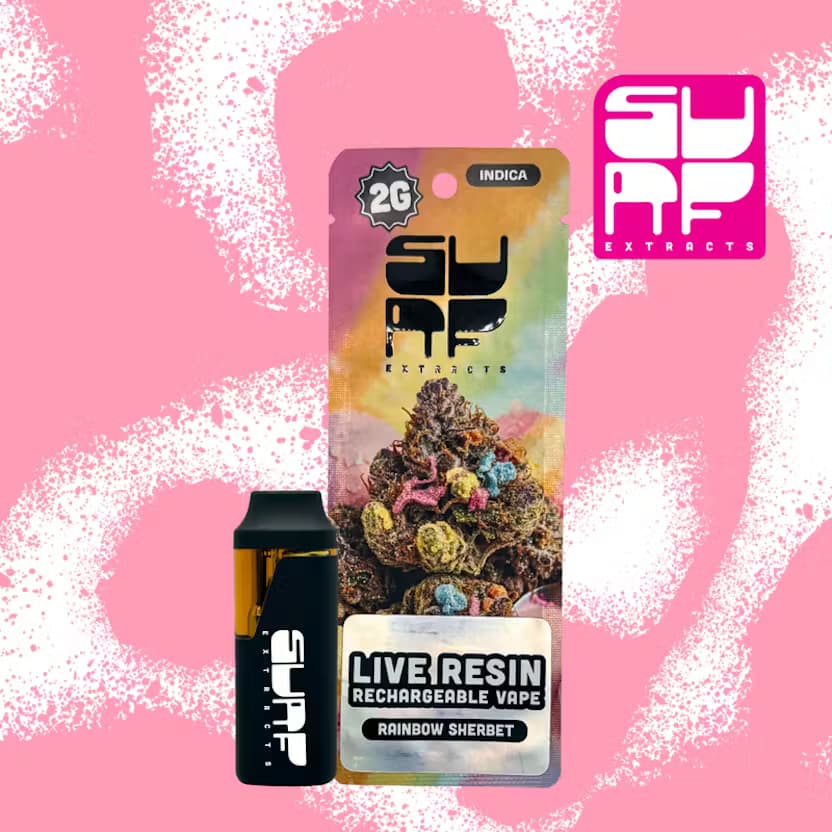 SURF SURF Rainbow Sherbet Indica Live Resin Disposable 2g
