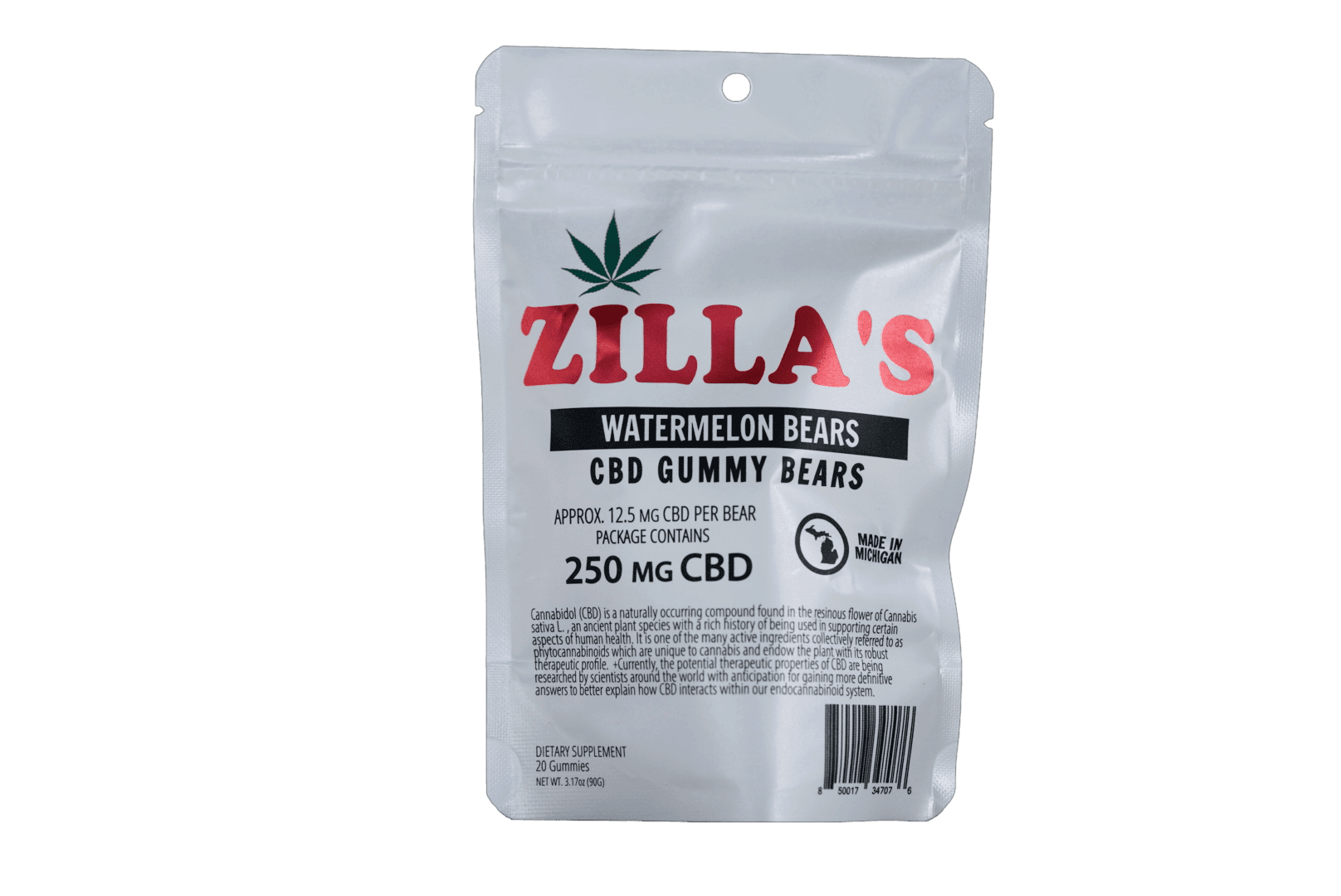 Zilla's Watermelon 250mg CBD Gummy Bears