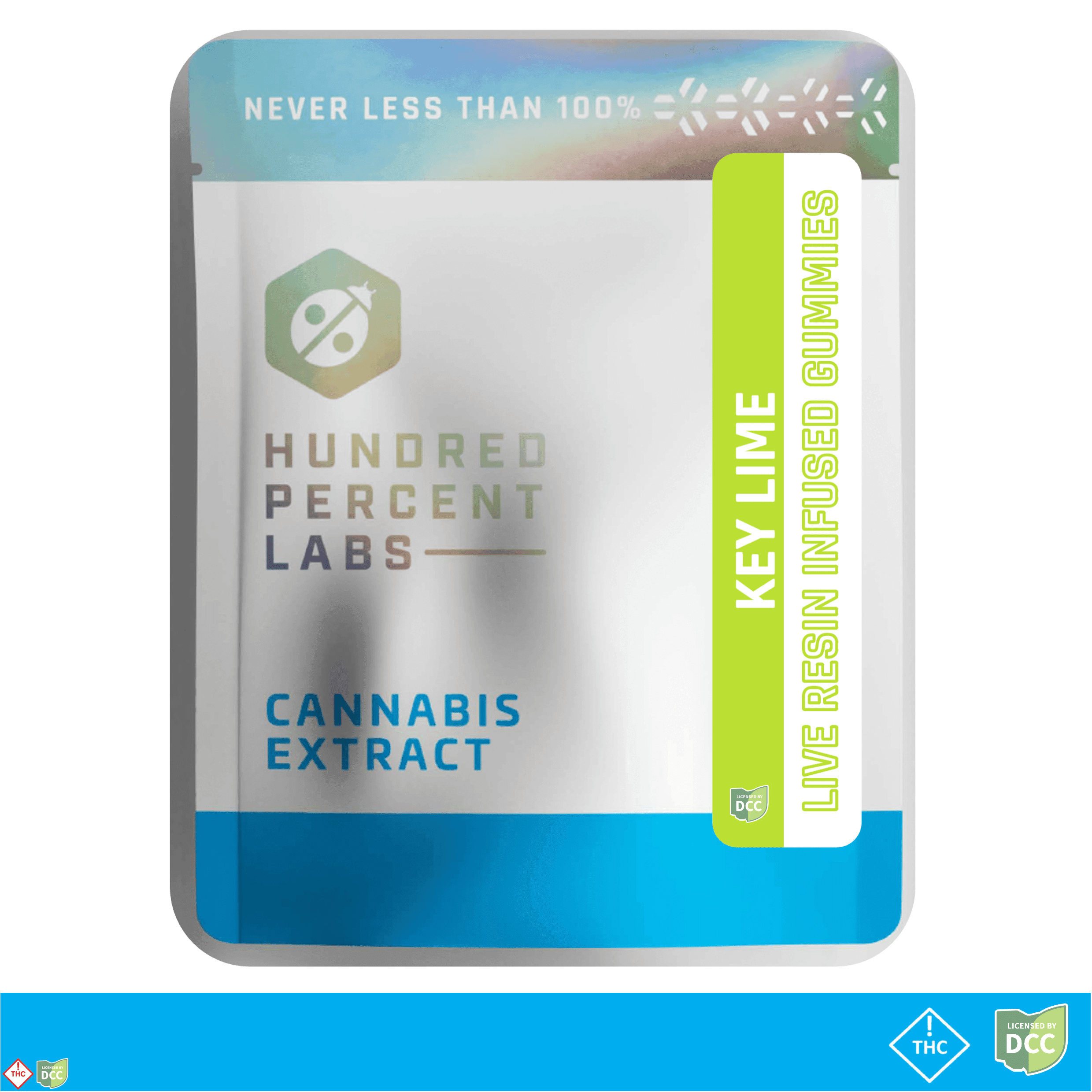 Hundred Percent Labs Key Lime | 6pk 64mg Live Resin Gummies