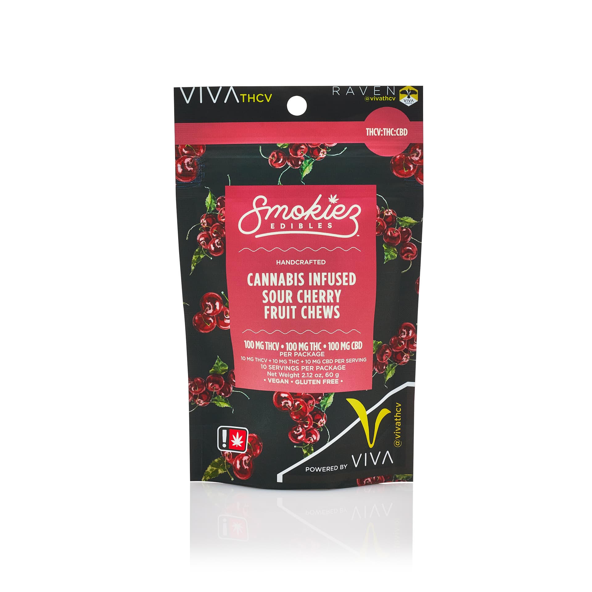 SMOKIEZ Edibles | 2:1 THCV 10pk Fruit Chews | 100mg | Sour Cherry