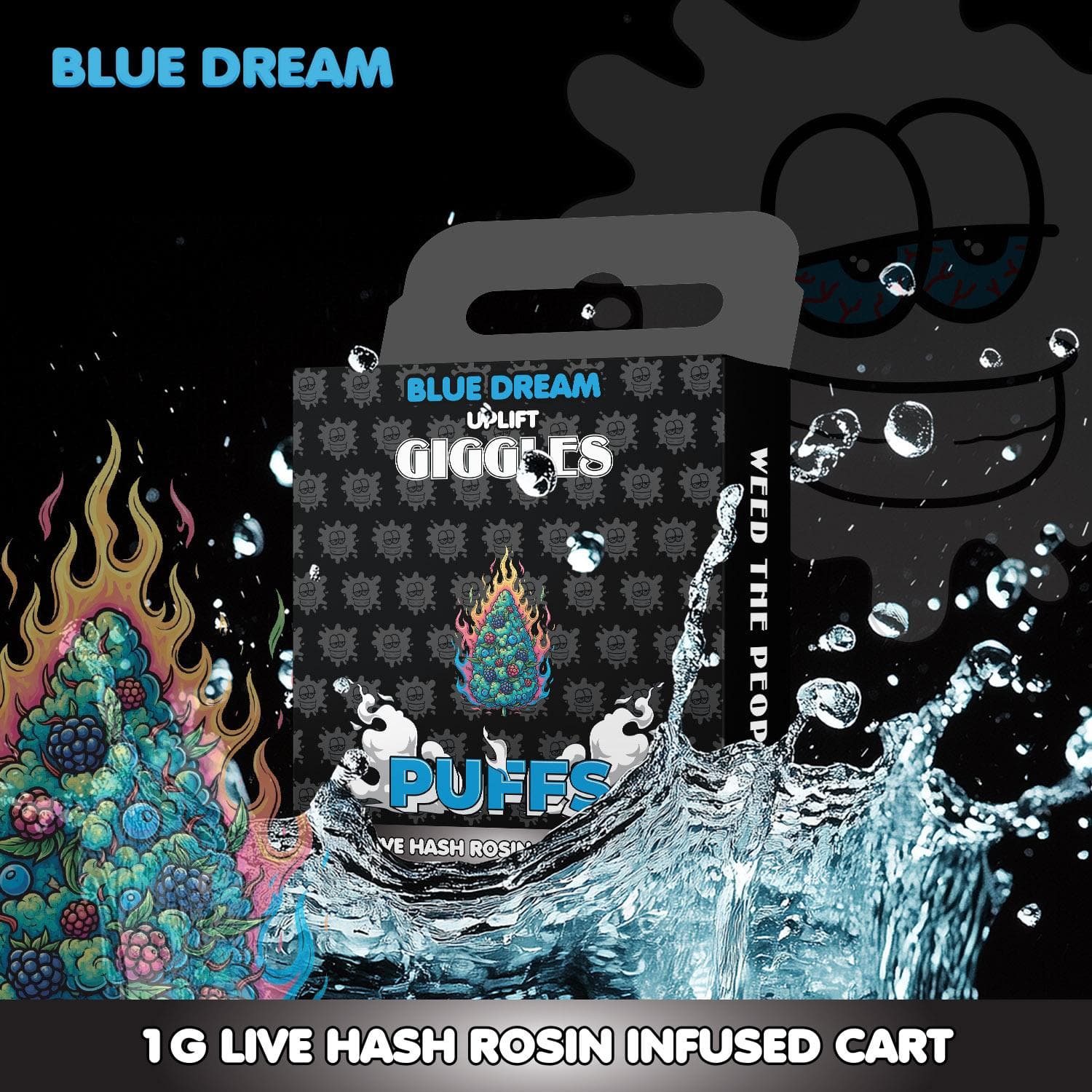 Giggle Puffs Blue Dream | Live Hash Rosin Infused Cartridge | 1g