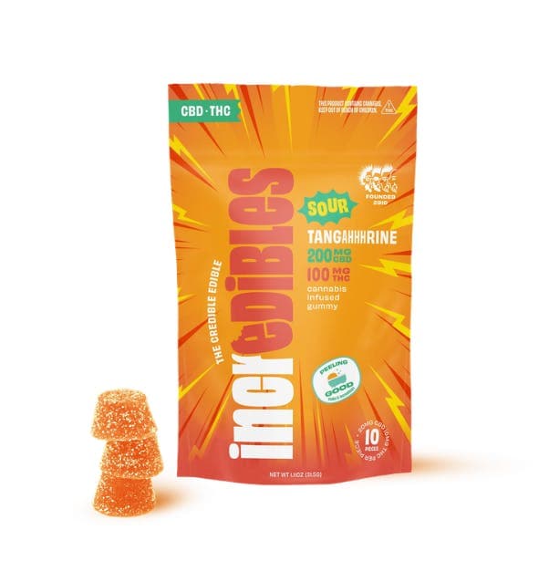 incredibles 2:1 Sour Tangahhhrine | Gummies | 10 pack | 100mg THC / 200mg CBD