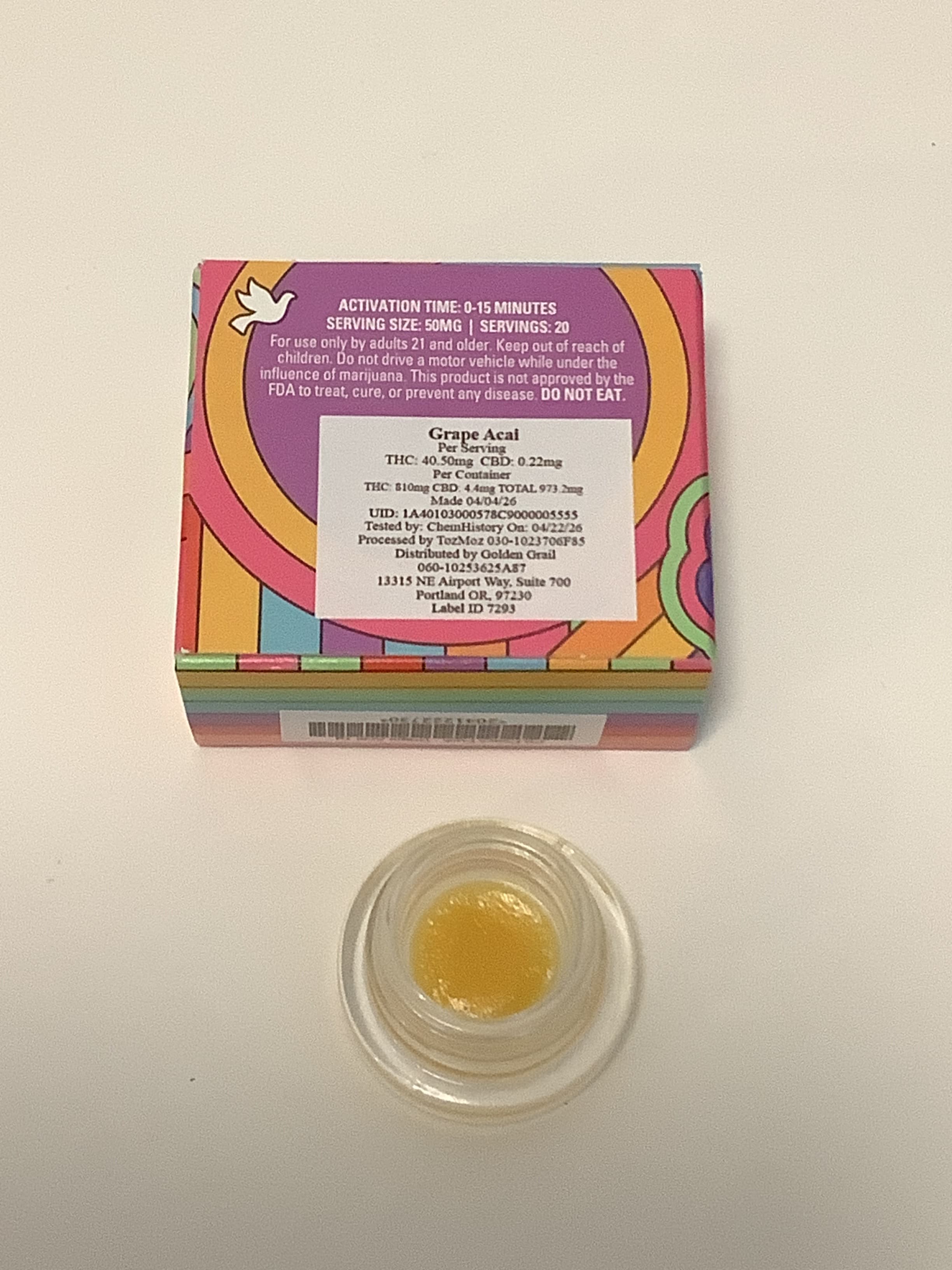 Private Stash Peace Puck | GRAPE ACAI Cured Resin | 1g