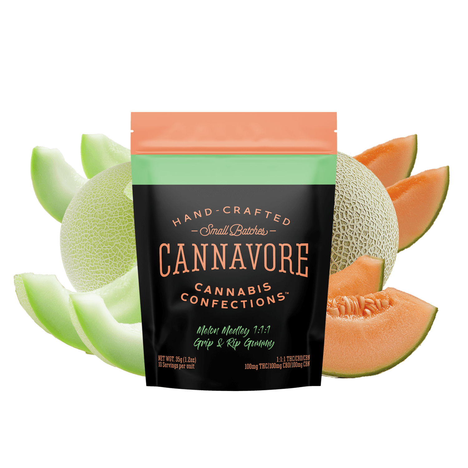 Cannavore Cannavore Melon Medley 1:1:1 CBN:CBD:THC Scored Single Gummies 100mg 1pk