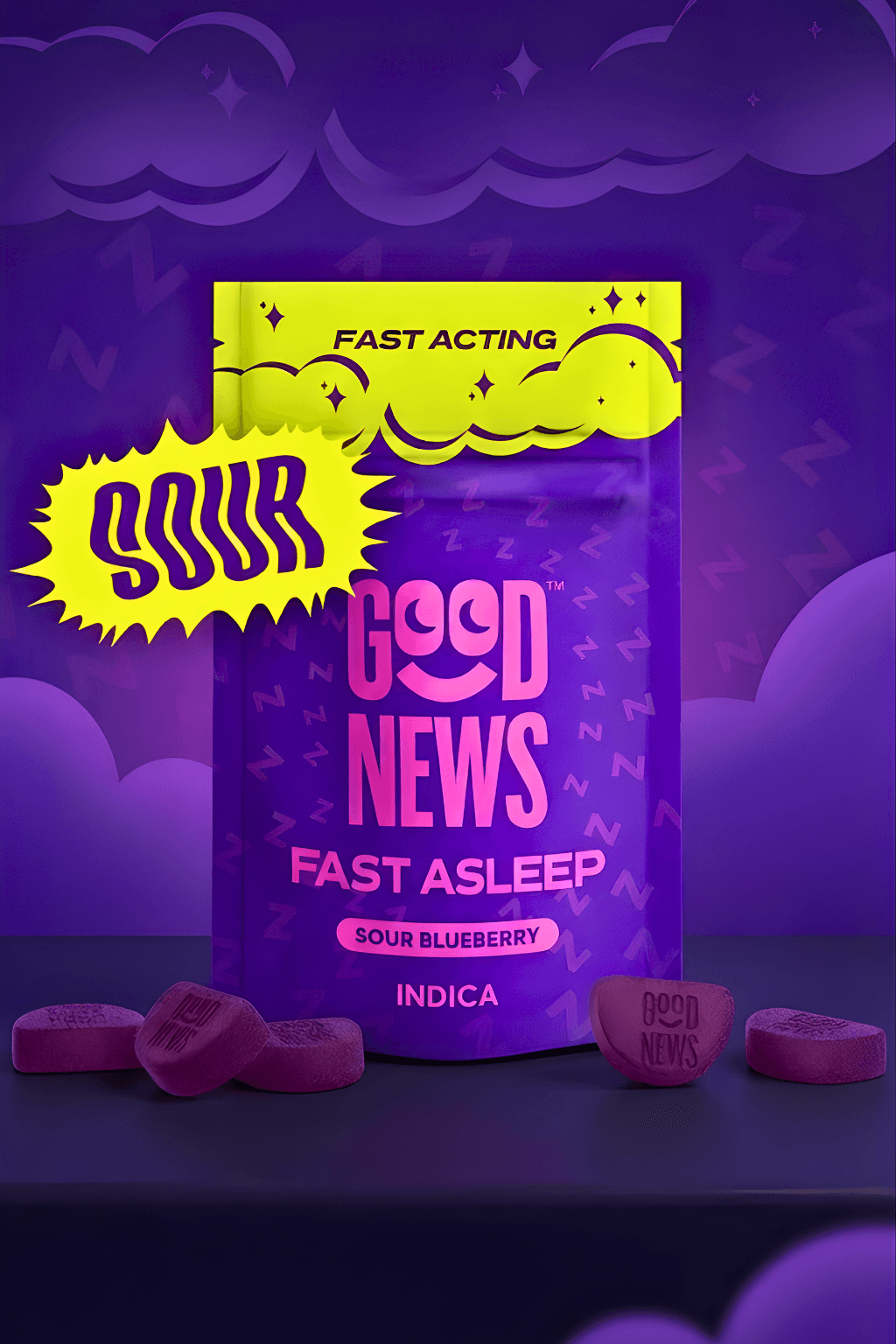 Good News Sour Blueberry | Fast Asleep Gummies | 100mg (20pcs)