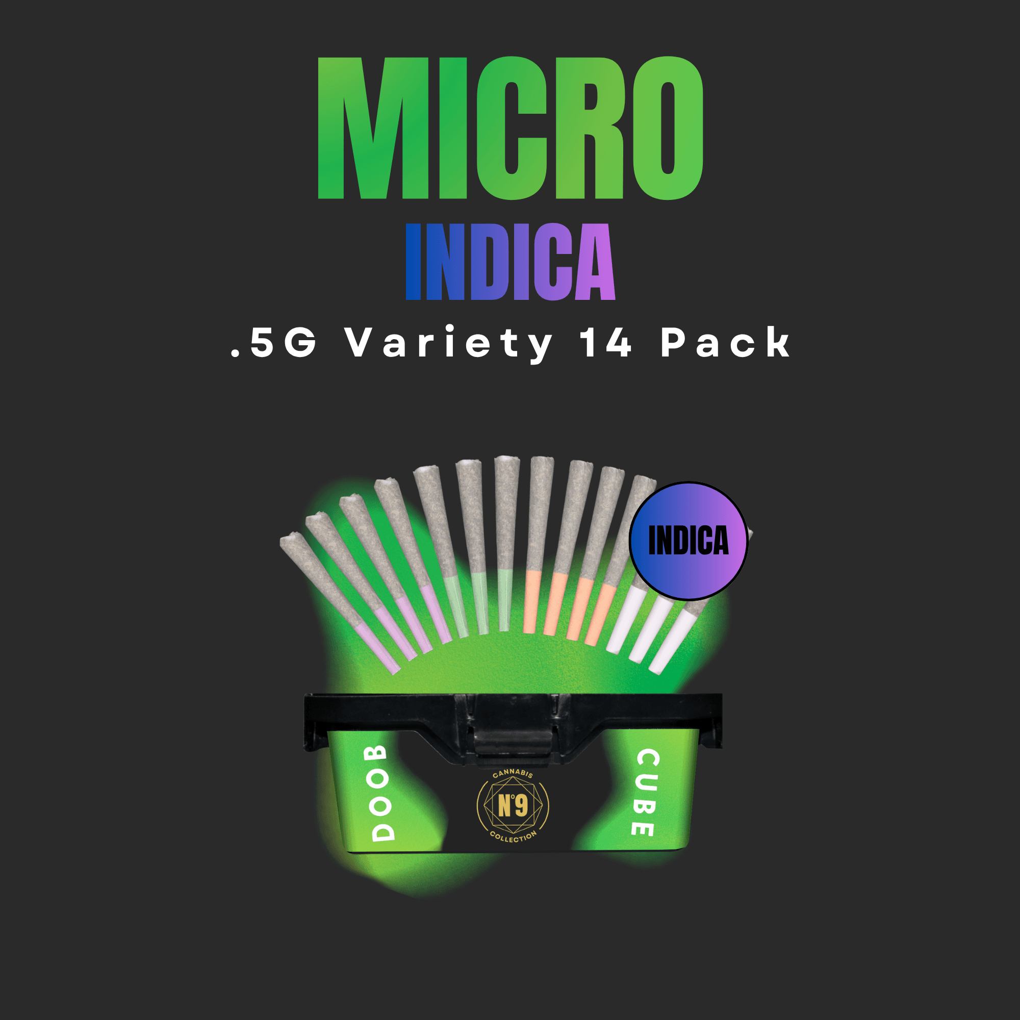 No.9 Collection Doob Cube Micro Indica Variety Pack | Pre-Roll 14Pk | 7g