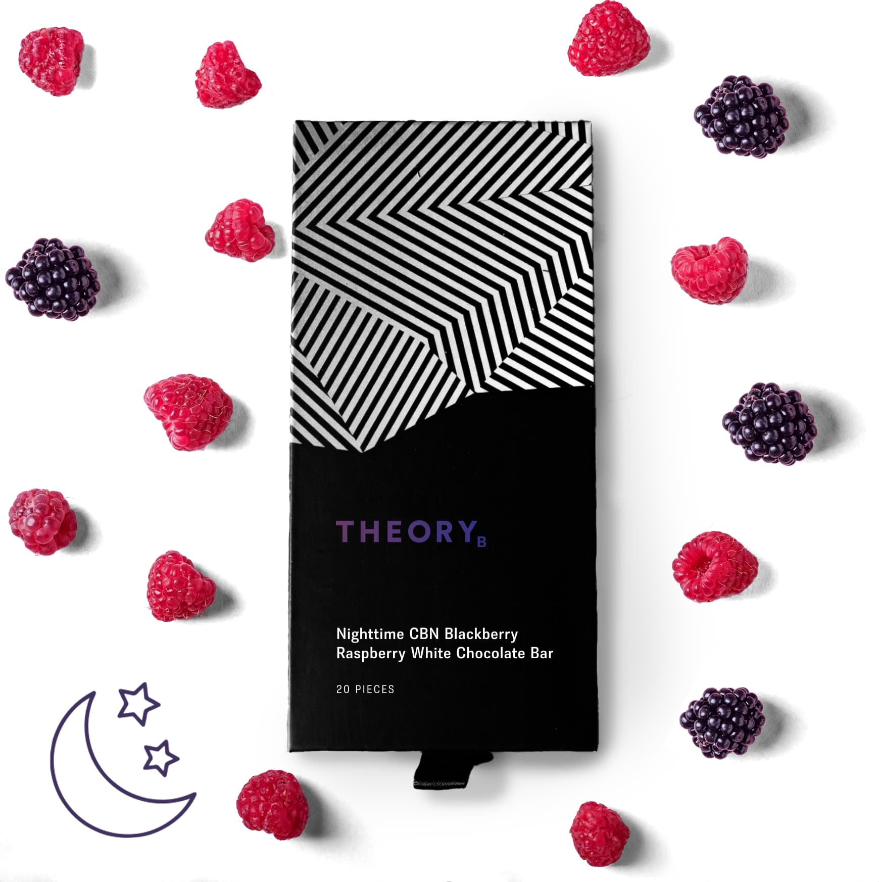 THEORYb Nighttime CBN Blackberry Raspberry White Chocolate Bar (20pk)