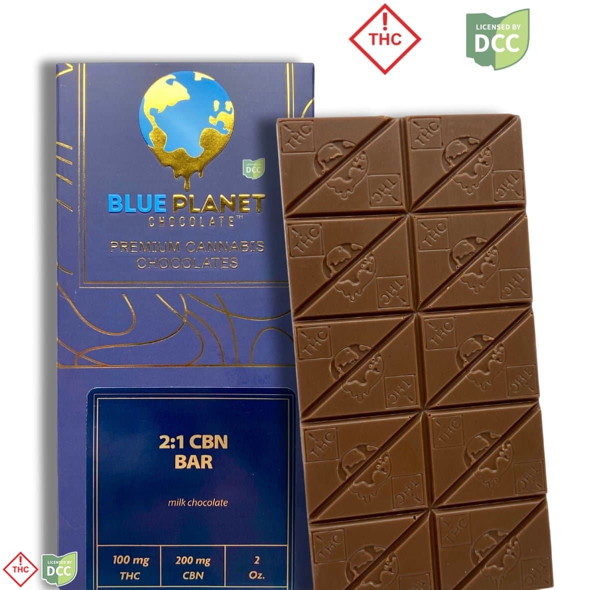 Blue Planet Milk Chocolate | Milk Chocolate Bar 2:1 CBN:THC 100mg 20pk