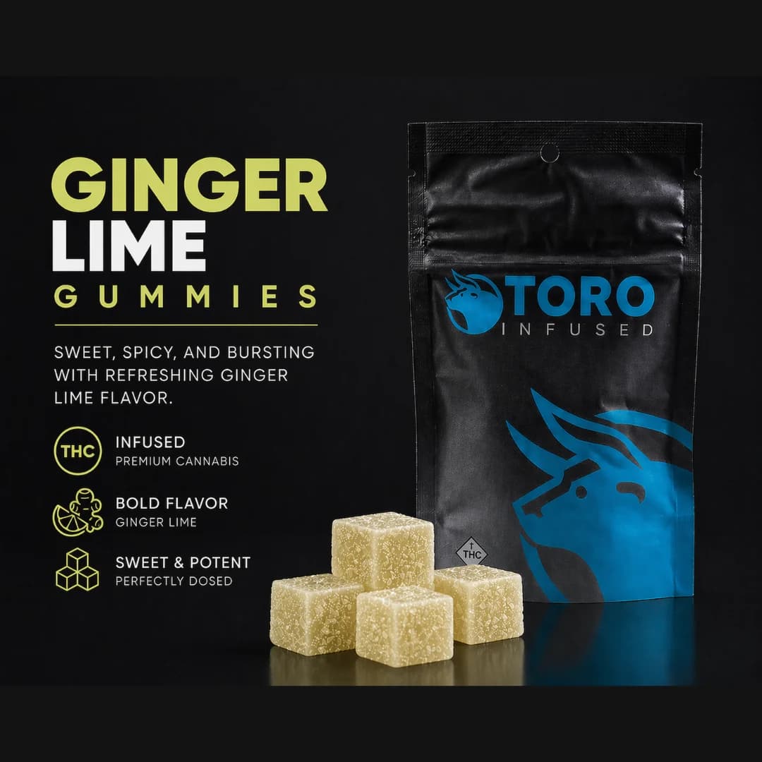 Toro Infused Edible: 1:1 Toro Infused - Ginger Lime Gummies 11pk - 100mg