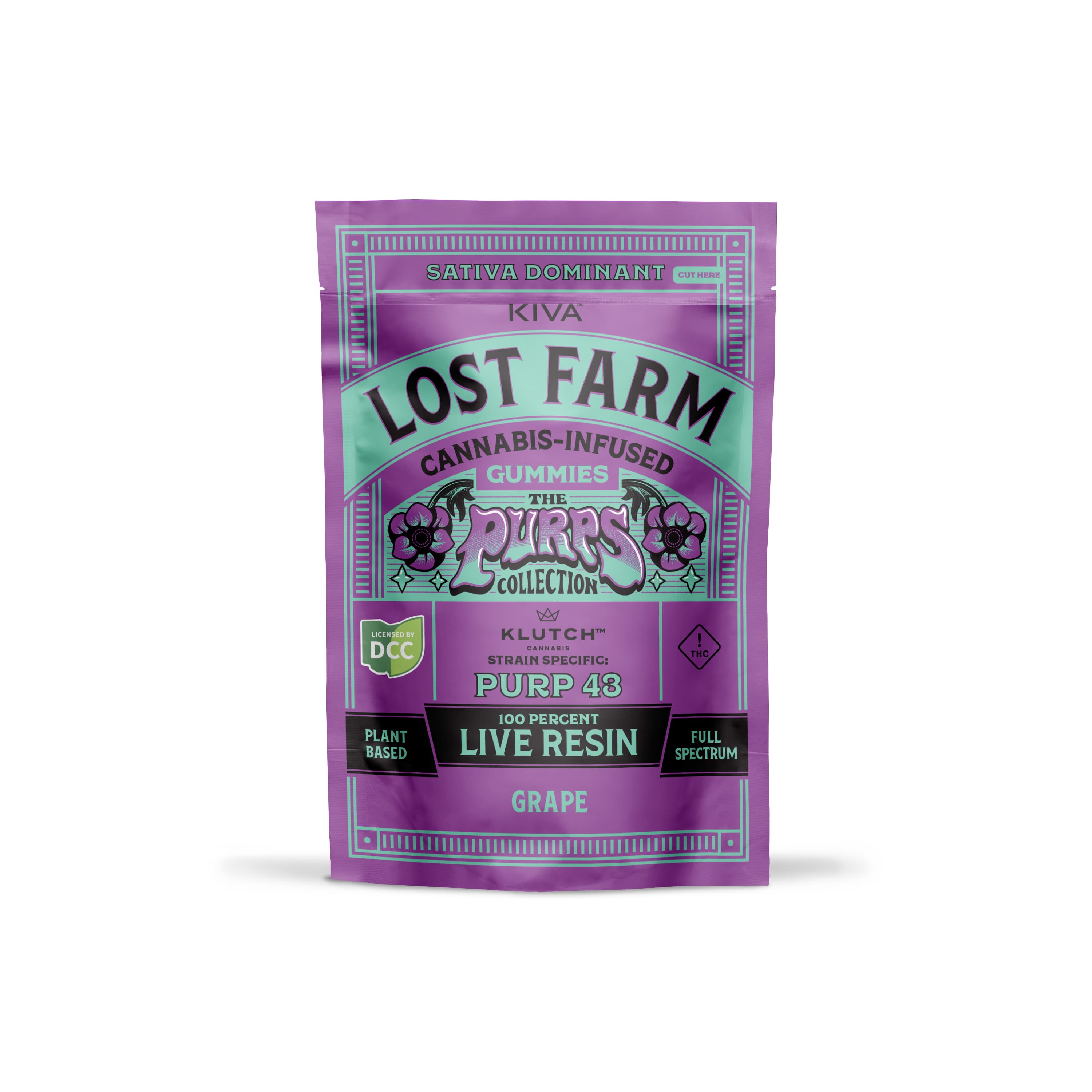 Kiva Lost Farm Purp 43 Grape Live Resin Gummies