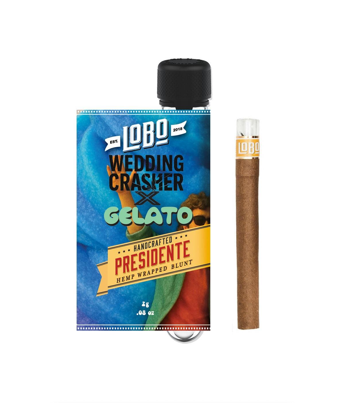 Lobo PRE-ROLL - INFUSED BLUNT - PRESIDENTE - WEDDING CRASHERS X GELATO - 2 G