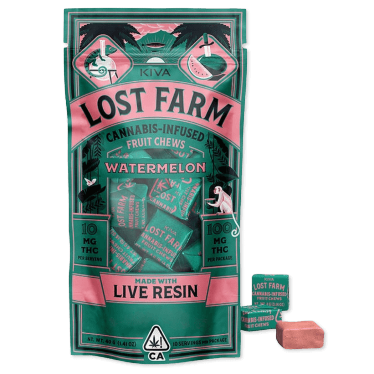 Lost Farm Watermelon Fruit Chew Live Resin 10pk | 100mg