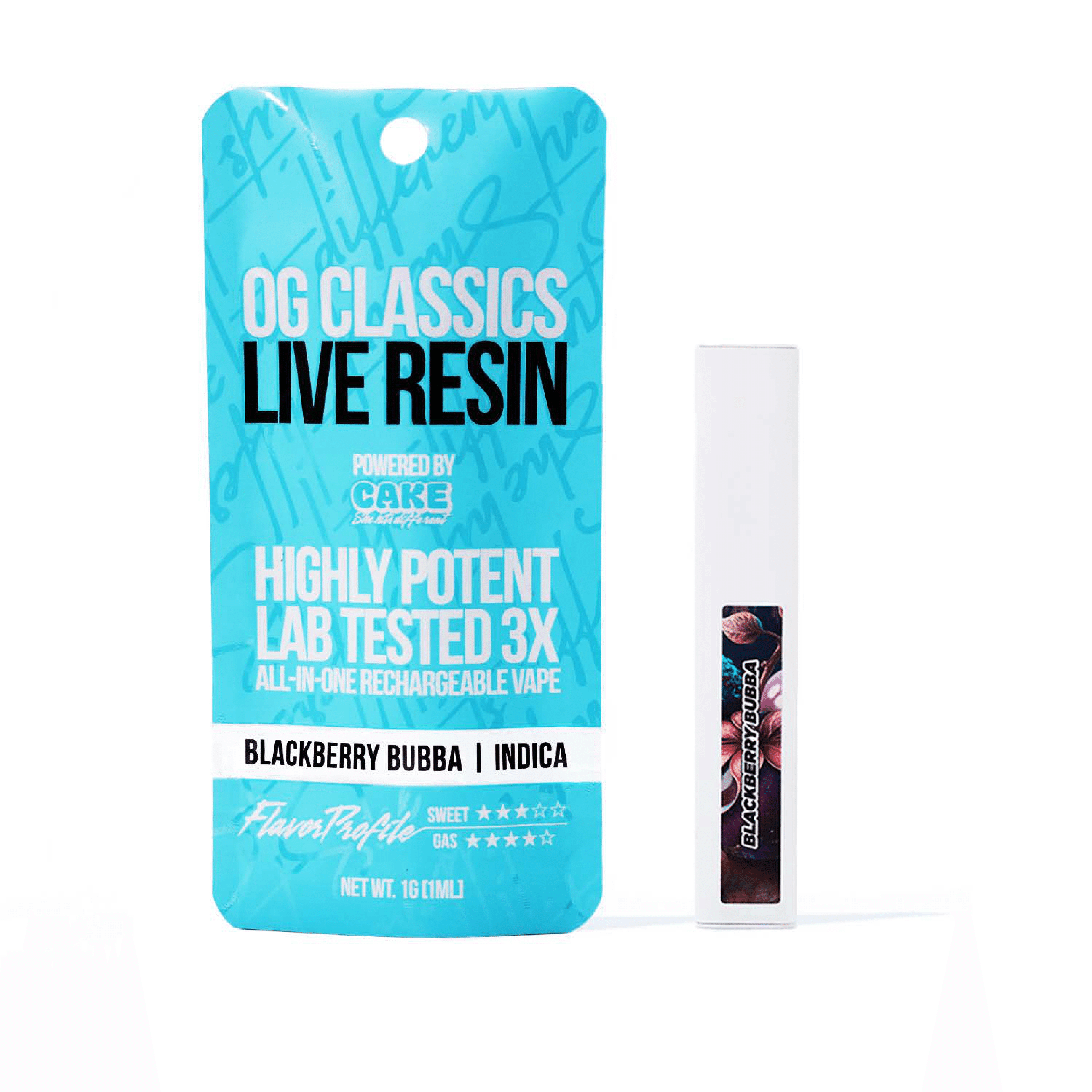 CAKE CAKE DISPOSABLE BLACKBERRY BUBBA MINI CRYO CURED LIVE RESIN 1G