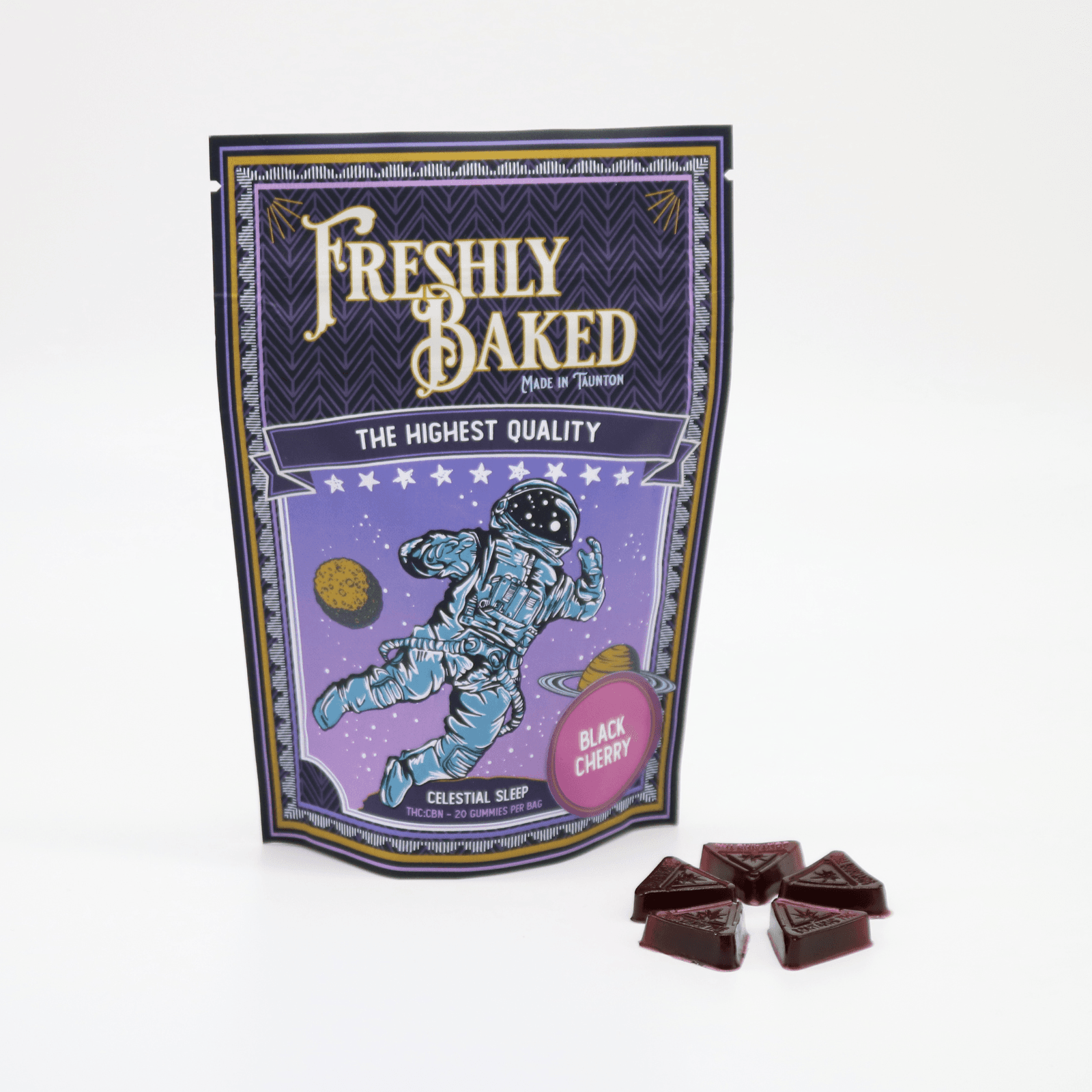 Freshly Baked Company 10mg 1:1 CBN:THC Gummies - Celestial Sleep Black Cherry - 20ct